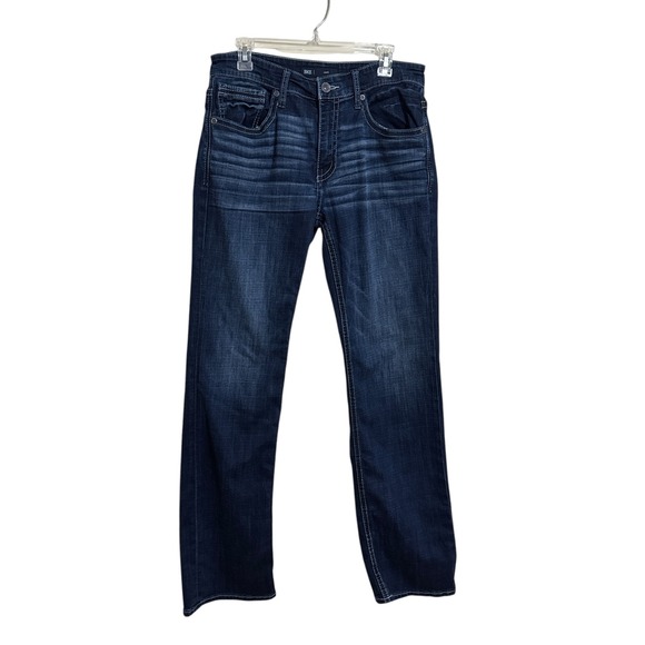 BKE Other - BKE Jake Straight Jeans Mens 32x34 Blue Distressed Medium Dark Wash Denim